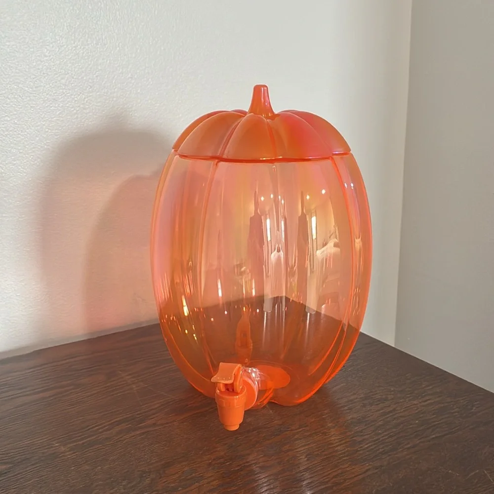 NWT- Iridescent Orange- Fall Pumpkin Shaped Cold Drink Dispenser 196floz